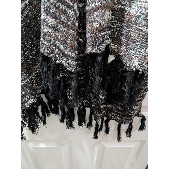 Baciano Boho Fringe Knit Cardigan Poncho Sweater Wrap Size S - Picture 3 of 6